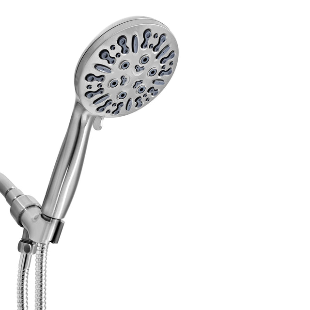 Front. Akicon - Akicon High Pressure Handheld Shower Head 9-Setting with 60" Stainless Steel Hose 2.5 gpm in Brushed Nickel - Brushed Nickel.