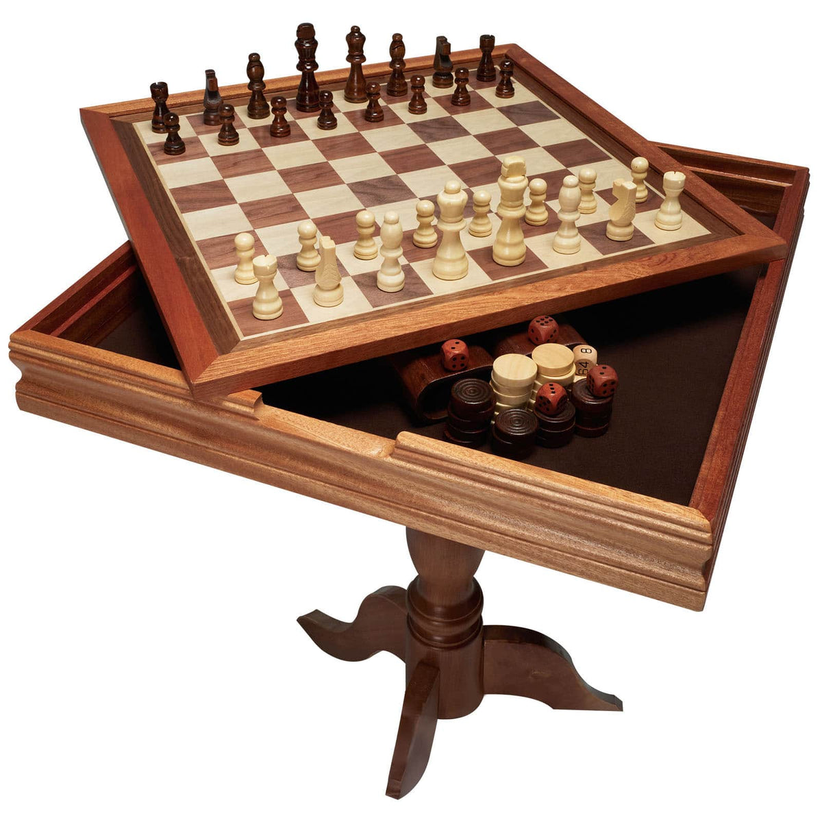 VEVOR - 3-IN-1 Chess Checkers Backgammon Table Set, 18 Inch Premium Wooden Chess Table, Deluxe Combo Game Table Furniture Set