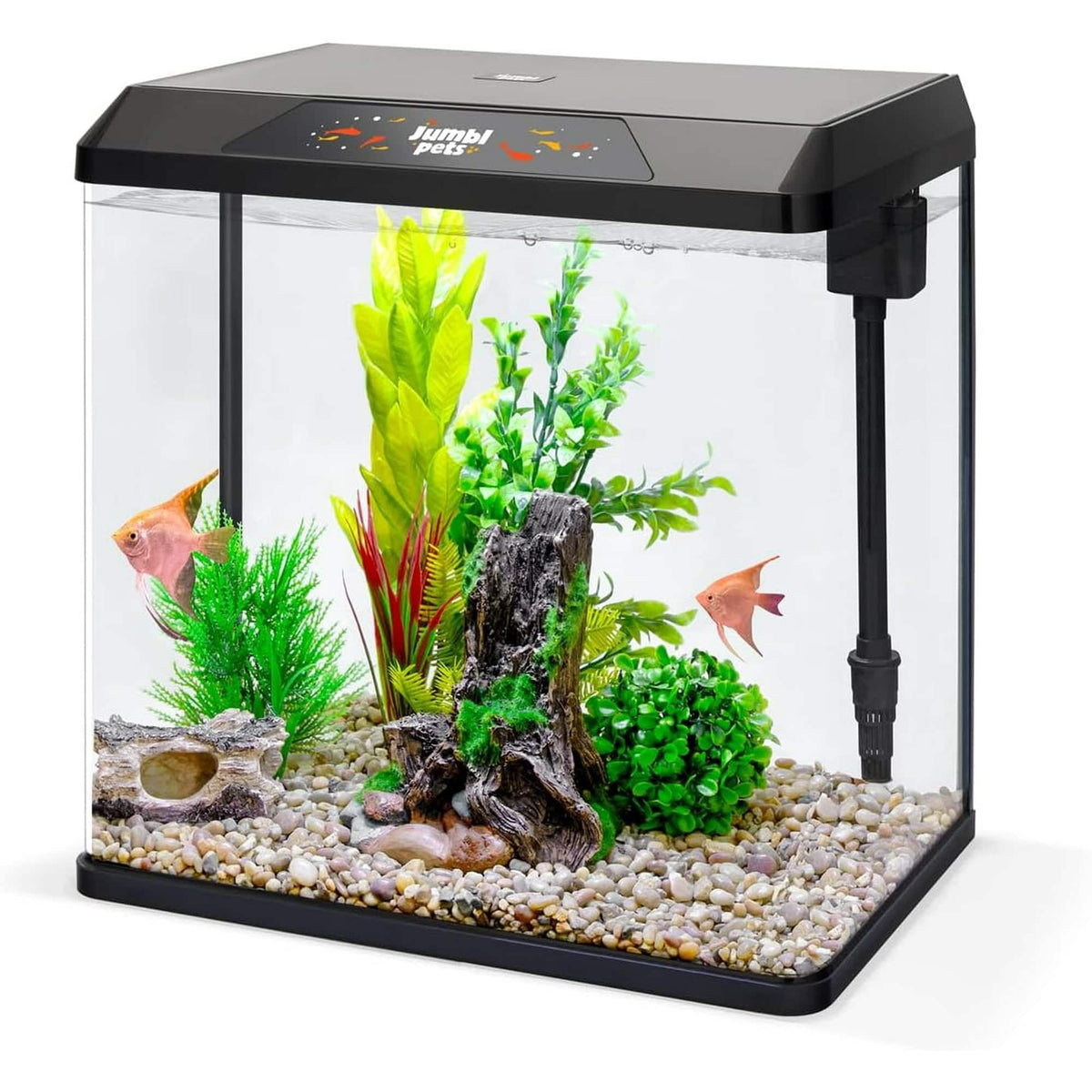 Jumbl Pets - Starter Fish Aquarium Kit, Beginner Glass Fish Tank Kit w/LED Lighting & More (4 Gallon)