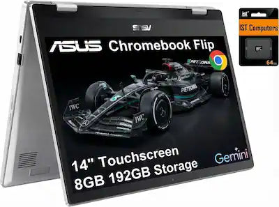 ASUS - Chromebook Flip CX1 14'' FHD 2-in-1 Touchscreen Laptop - Intel Celeron N4500 - 8GB RAM - 128GB Storage - 64GB SD Card