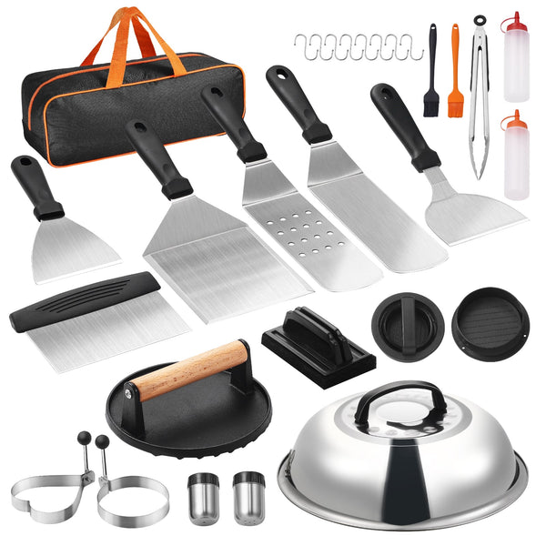 VEVOR - 28PCS Griddle Accessories Kit, Flat Top Grill Accessory, Enlarged Spatula Gift Set, Grilling Tools - Stainless Steel