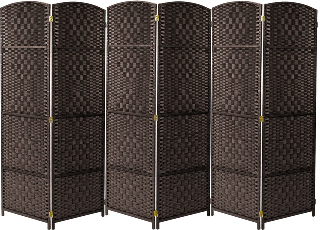 Front. Sorbus - Sorbus 6 Panel Room Divider 6 ft. Tall - Privacy Screen, Extra Wide Double Hinged Panels, Diamond Double-Weaved - Brown.