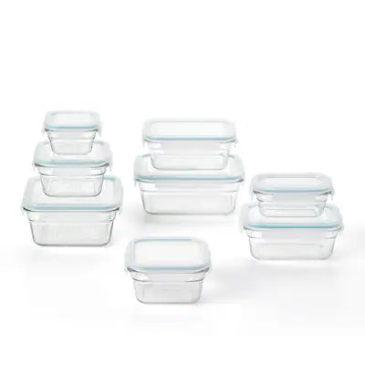 Glasslock - Tempered Glass Food Storage Containers with Locking Lids, 16 Piece Set