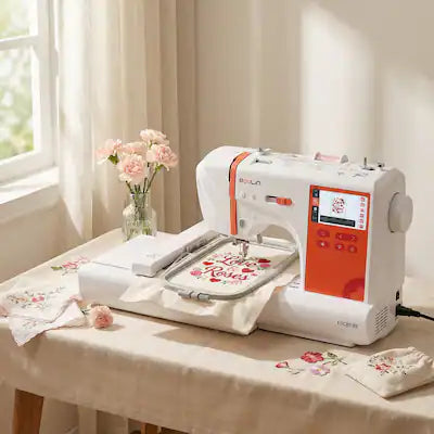 Poolin - EOC03-RE (Red Edition) 9x4" Big Area Computerized Embroidery Machine with Start Kit&Wifi -Your First Embroidery Machine