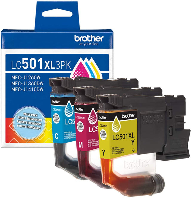 brother at your side LC 501 XL3PK MFC-J1260W MFC-J1360DW MFC-J1410DW brother VALUE PACK PAQUET CONOMIQUE PAQUETE ECONMICO PACOT ECONMICO LC501XLC brother PUSH brother POUSSEZ LC501XLM brother PRESSURE PRESSION LC5 PUSH POUSSEZ LC501XLY PESO MIGH YELD PRESSURE PRESION LC5 PUSH A MAST RENDENEN POUSGEZ C AL T0 RENOMIENT PHOSOAE LC501XL A TO RENOMENT -SOR MIGH YELD I HAUT RENDEME Y M AL 12 RENOMMEN ALTO RUNDMAN HGM MILLD I AAUT AECMNT ALTO RENDMENTO Y ALTO RENDMENTO brother