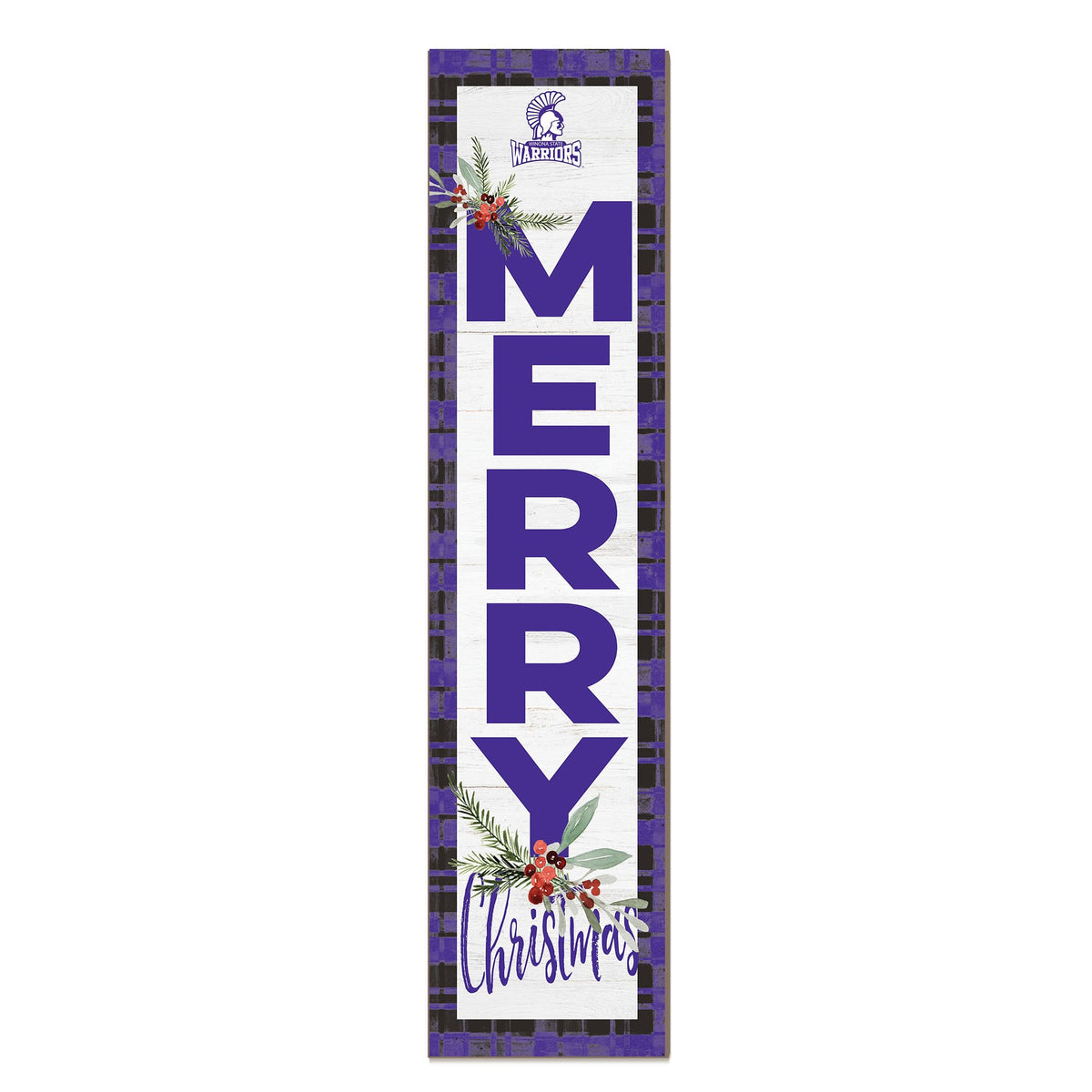 Jardine - Winona State Warriors 12'' x 48'' Outdoor Merry Christmas Leaner - White