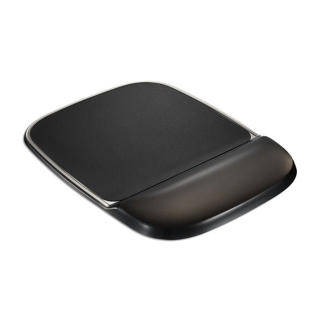 Front. Staples TECH - Staples TECH Gel Non-Skid Mouse Pad/Wrist Rest Combo, Black Crystal (53323) - Black.