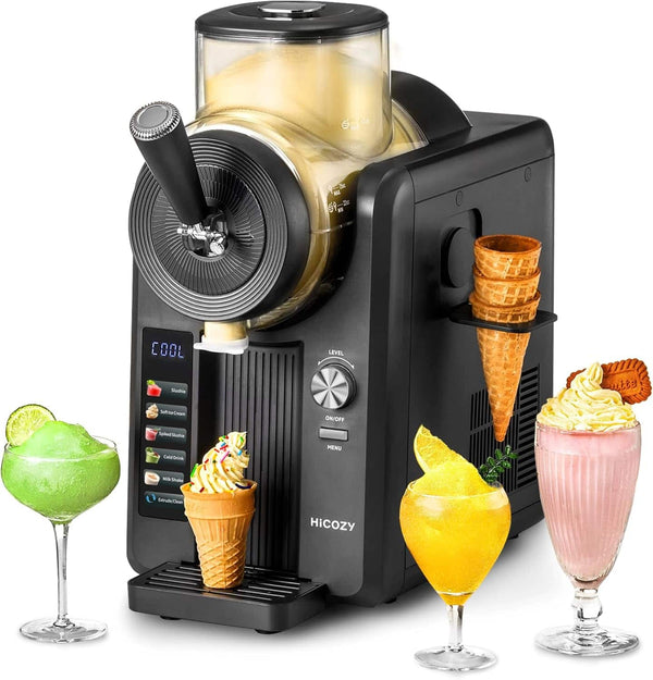 HICOZY - Slushie,Ice Cream Maker self-cleaning frozen drink machine with 5 presets for milkshakes frappés cocktails - Black