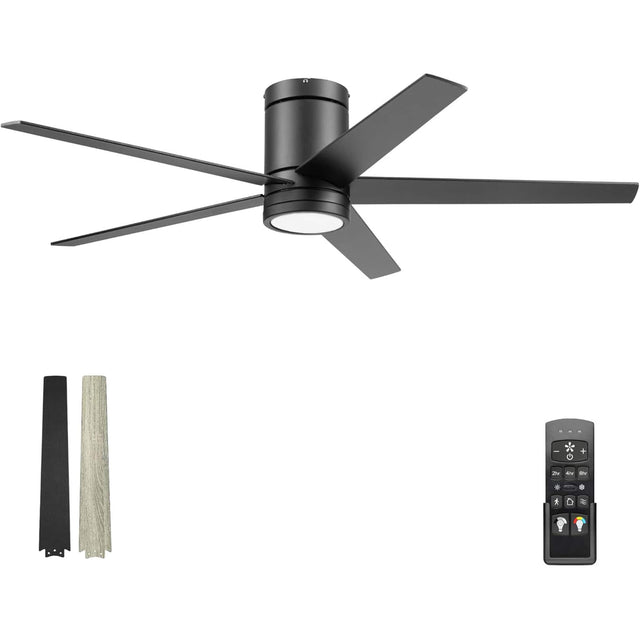 Front. Honeywell - Honeywell Graceshire 52” Ceiling Fan with LED Light and Remote, Matte Black - Matte Black.