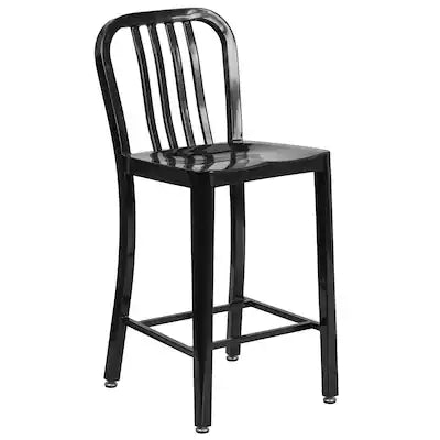 Emma + Oliver - Commercial Grade 24"H Colorful Metal Indoor-Outdoor Vertical Slat Counter Stool