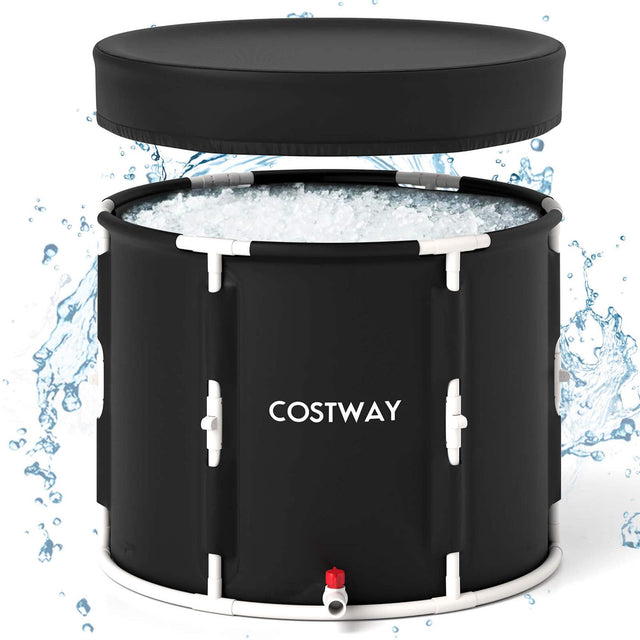 Front. Costway - Costway Foldable Ice Bath Tub with Plunge Pool for Recovery Cold Water Therapy Training - Black.