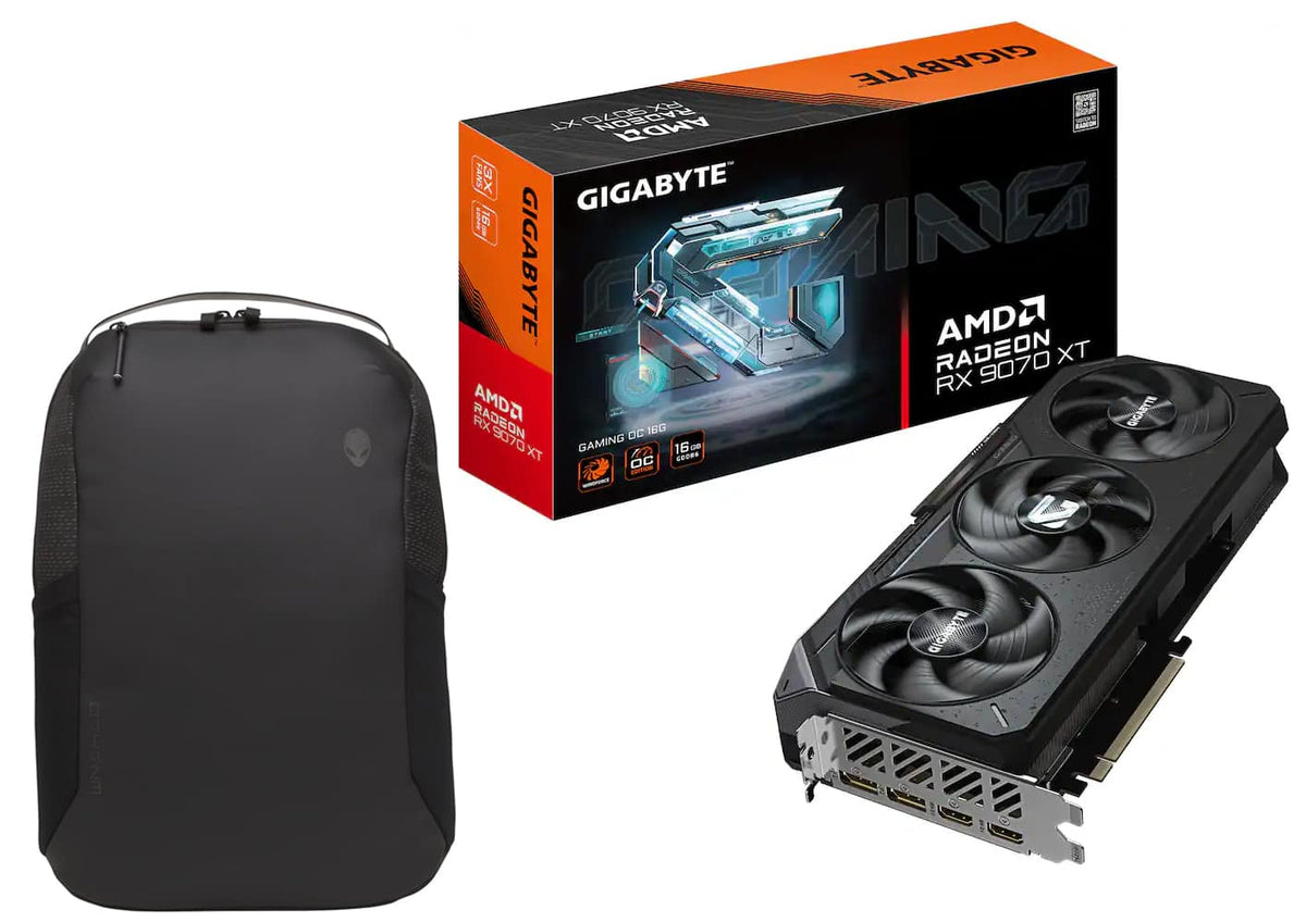 GIGABYTE - Radeon RX 9070 XT GAMING OC 16G GDDR6 PCI Express 5.0 Graphics Card Bundle with Alienware Backpack