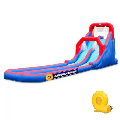 Sunny & Fun - Dual Splash Racing Inflatable Water Slide Park with Climbing Wall & Splash Pool