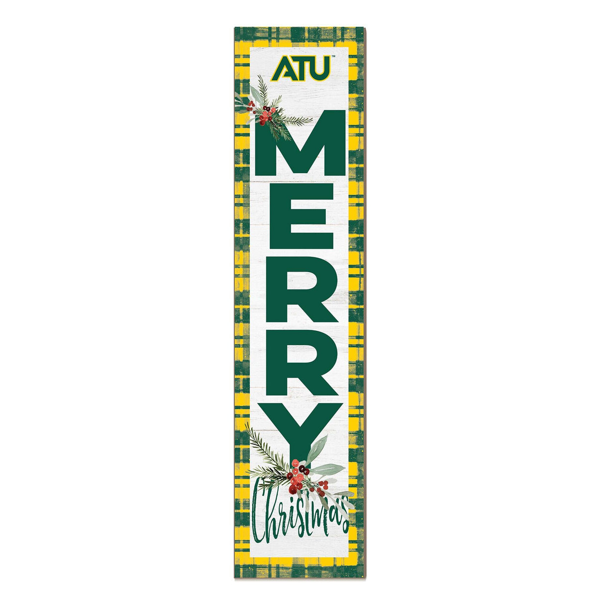 Jardine - Arkansas Tech 12'' x 48'' Outdoor Merry Christmas Leaner - White
