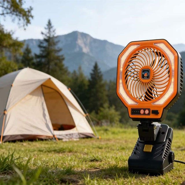 Front. Loheer - Loheer Rechargeable Camping Fan with LED Light USB Battery Portable Outdoor Tent Fan for Job Sites.