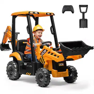 FIRST RIDE ON - JCB 12V Ride on Excavator for Kids with Remote Control, 3-in-1 Excavator, Bulldozer & Backhoe Ride on Toy for Boys Girls