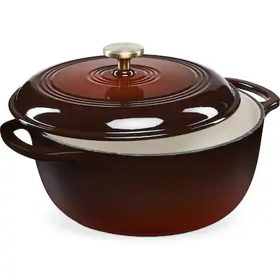 Best Choice Products - 7.5 Quart Enamel Cast-Iron Dutch Oven, Heavy-Duty Cookware w/ Dual Handles, Lid