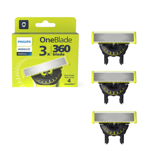 PHILIPS Norelco OneBlade  
3 x 360 blade  
Each blade lasts up to 4 months*