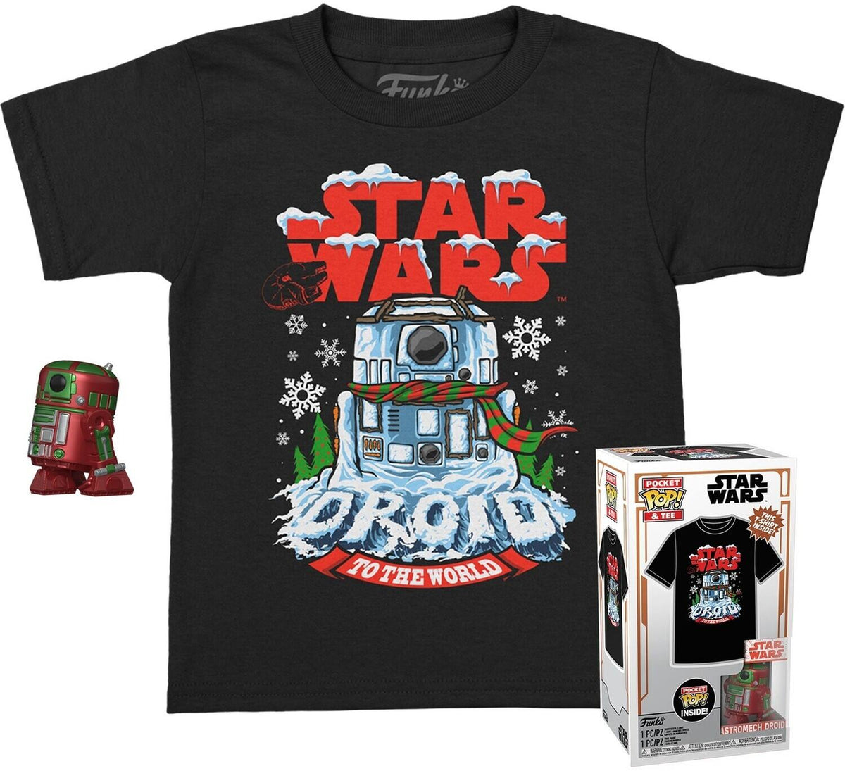 Funko - POCKET POP! & TEE: Star Wars - Holiday R2D2 (MT) - L - COLLECTIBLES - Multicolor