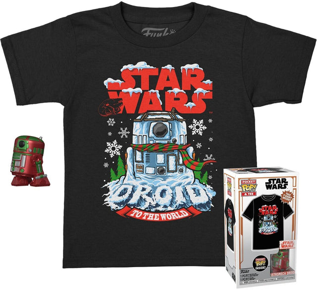 Sure, here is the corrected text:

---

**STAR WARS™**

**POCKET POP! & TEE**

**STAR WARS**

**THE MOUTH OF THE WORLD**

**STAR WARS**

**POCKET POP!**

**INSIDE**

**Funko**

**1 POP!**

**1 TEE**

**1 STORME DROID**

---

