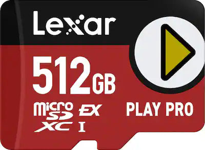 Lexar - 512GB PLAY PRO microSD Express Card, PCIe technology, C10, U3, V30, Full HD, 4K, Up to 900/600 MB/s Memory Card