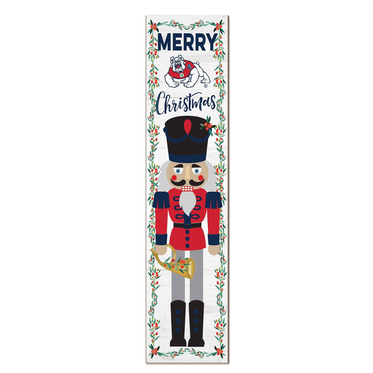 Jardine - Fresno State Bulldogs 11" x 46" Nutcracker Holiday Leaner Sign - White