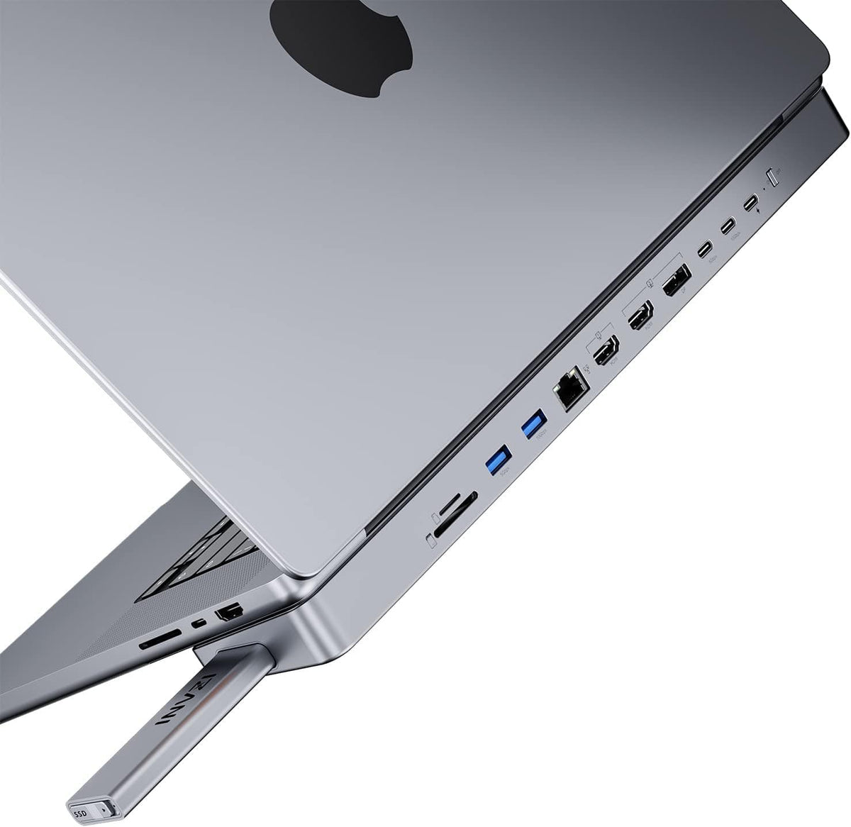 INVZI - MagHub -12-in-2 Docking Station for MacBook Pro with Pop-Up SSD Enclosure