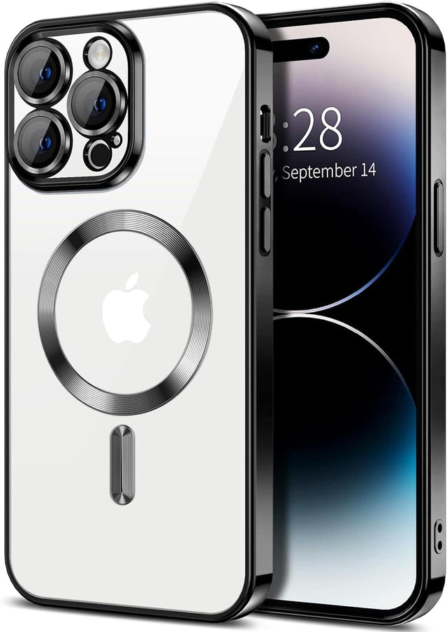 Front. Entronix - Entronix [Magnetic] Case Compatible with iPhone 14 Pro - [Clear Back] Luxury Glossy Cover - Black.