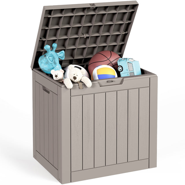 Front. Sersper - Sersper Outdoor Storage Box, 30 Gallon Deck Box, Waterproof Resin, Lockable Lid, UV Resistant, Brown - Brown.