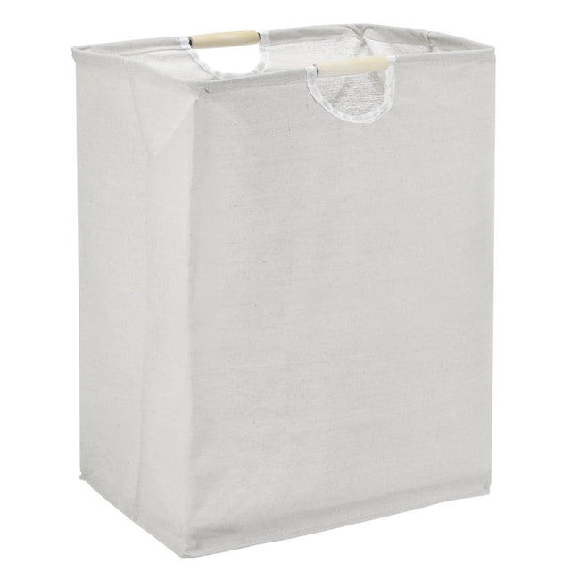 Front. Unique Bargains - Large Laundry Basket, Foldable Hamper with Wooden Handles, Tall Storage for Comforter, Clothing, Blanket, Pillows - White.