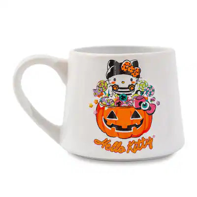 Silver Buffalo - Sanrio Hello Kitty Pumpkin Candy Burglar Tapered Pottery Mug | Holds 14 Ounces