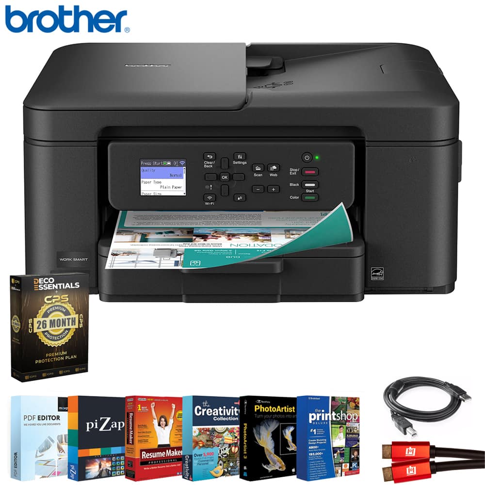 Brother - Work Smart 1360 Wireless All-in-One Inkjet Printer w/ Auto Duplex MFC-J1360DW + 26-Month Extended Warranty Bundle