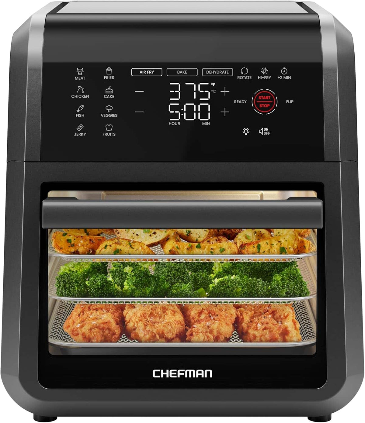 Chefman - 6-in-1 Multifunctional Air Fryer Oven w/ 12 Qt Capacity, Digital Touchscreen - Black