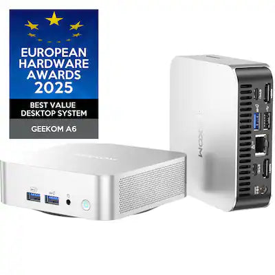 GEEKOM - A6 Mini PC, AMD Ryzen 7 6800H, 32GB DDR5& 1TB M.2 2280 NVMe Gen4*4 SSD, Windows 11 Pro Pre-installed