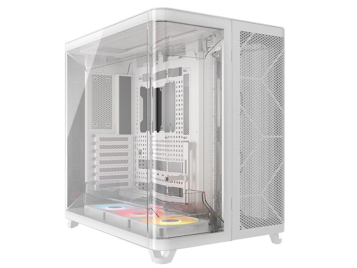 CORSAIR - AIR 5400 RS-R ARGB Triple Chamber Mid-Tower Case - White, 3x Pre-Installed ARGB Fans, BTF Design - White