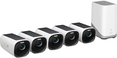 eufy - eufyCam 3, 5-Outdoor Wireless 4K Solar Powered Security Cameras with HomeBase 3