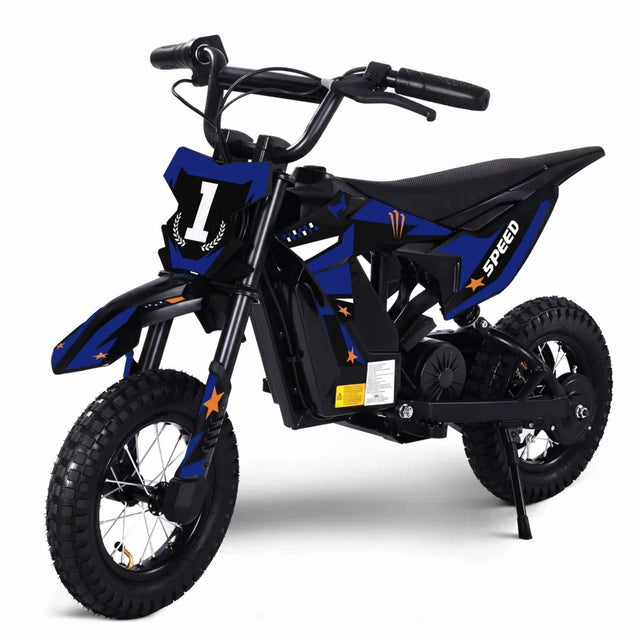 Front. Wisairt - Kids Electric Dirt Bike 36V, 15.5 MPH Ride-On Motorcycle with Adjustable Speed Modes for Ages 5-10 - Blue.