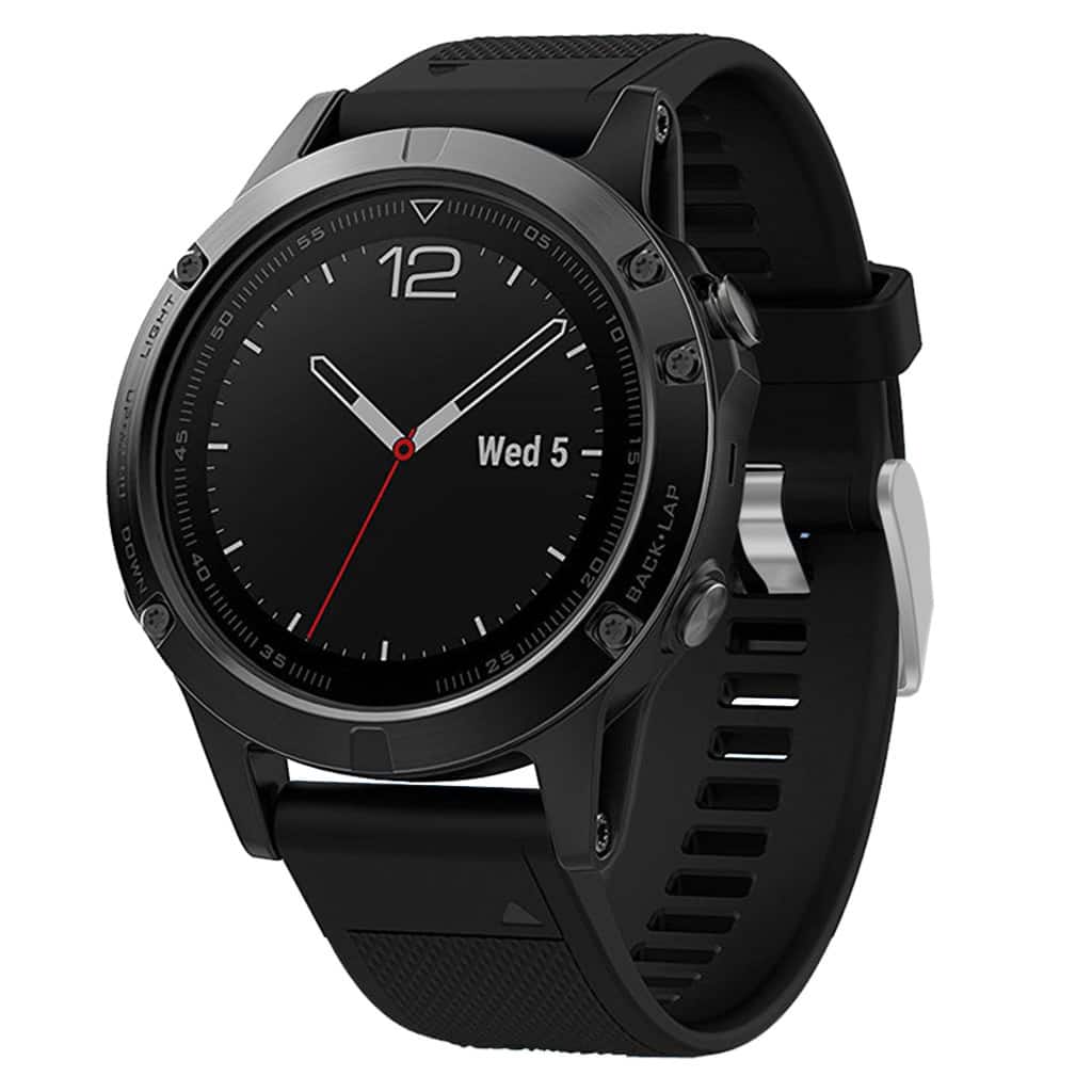 StrapsCo - Rugged Sport Strap QuickFit 22 Silicone Rubber Watch Band For Garmin Forerunner 955 - Black