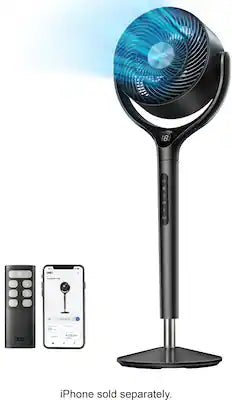 DREO - 9 in. Smart Adjustable Pedestal Floor Fan w/Remote and 3D 120° Oscillation, 9-Speed, 20dB, 8-H Timer