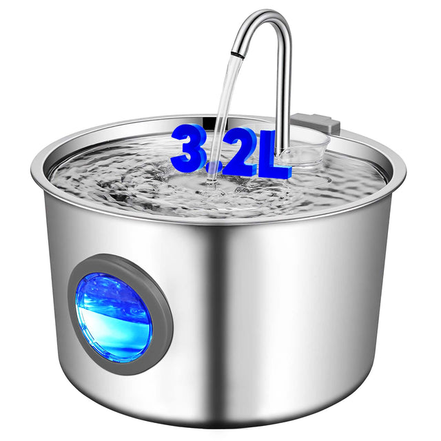Front. Supet - Automatic Stainless Steel Cat Water Fountain, 108-oz / 3.2-L - Stainless Steel.