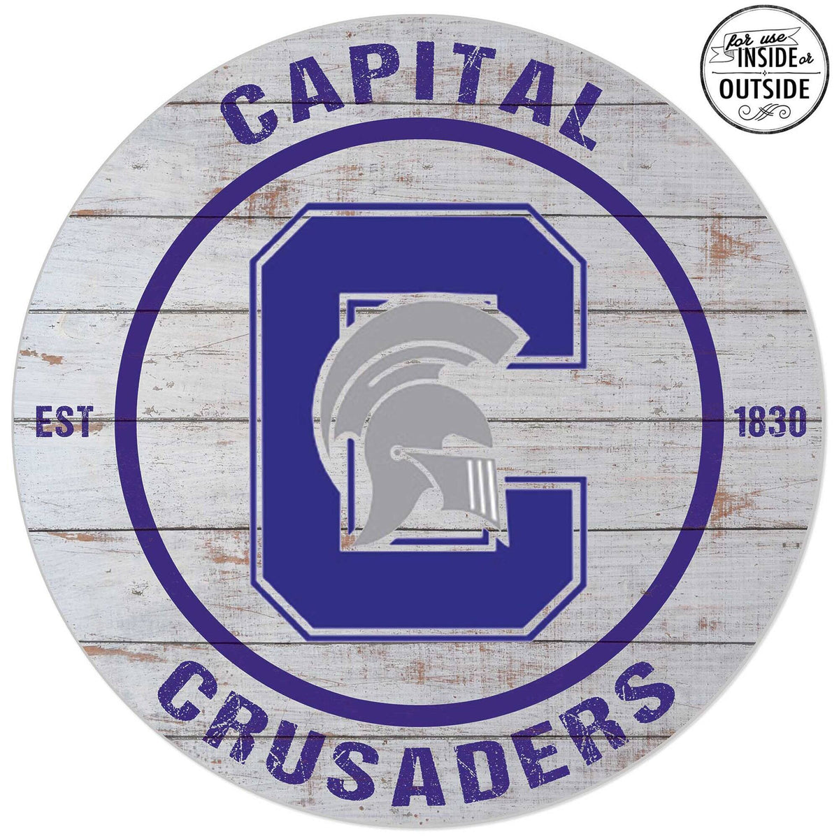 Jardine - Capital University Comets 20'' Indoor/Outdoor Weathered Circle Sign - White