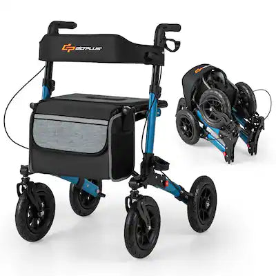 Costway - Walker for Seniors Folding Rollator Walker with 9" Pneumatic Tires for All Terrain