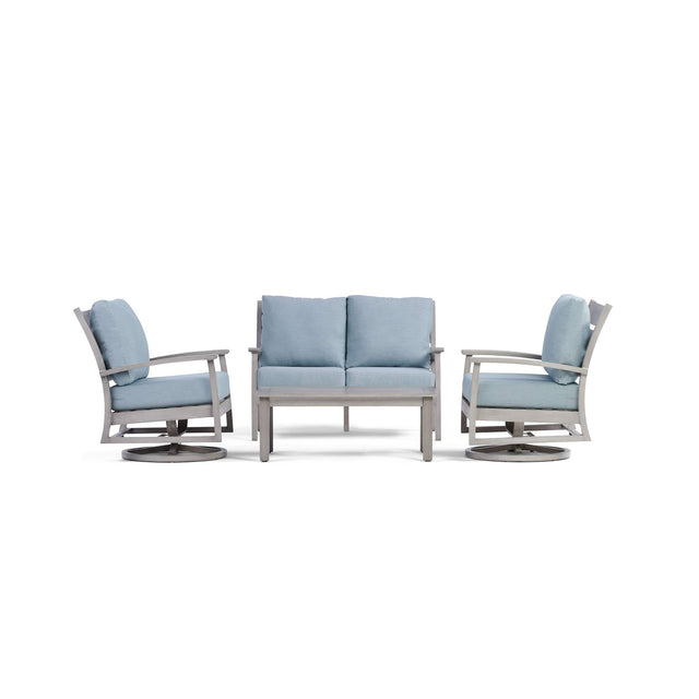Front. Yardbird® - Eden Loveseat Set with Swivel Rocking Chairs - Mist.
