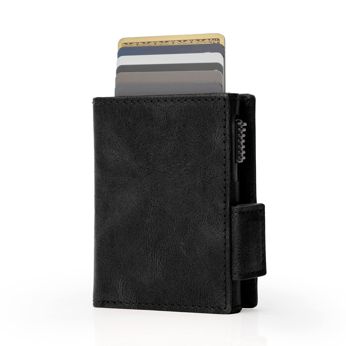 Sharper Image - Bifold Leather Wallet for Men w/ Pop Up Card Holder & RFID Blocking, 6 Card Slot & 6 Pockets - Black