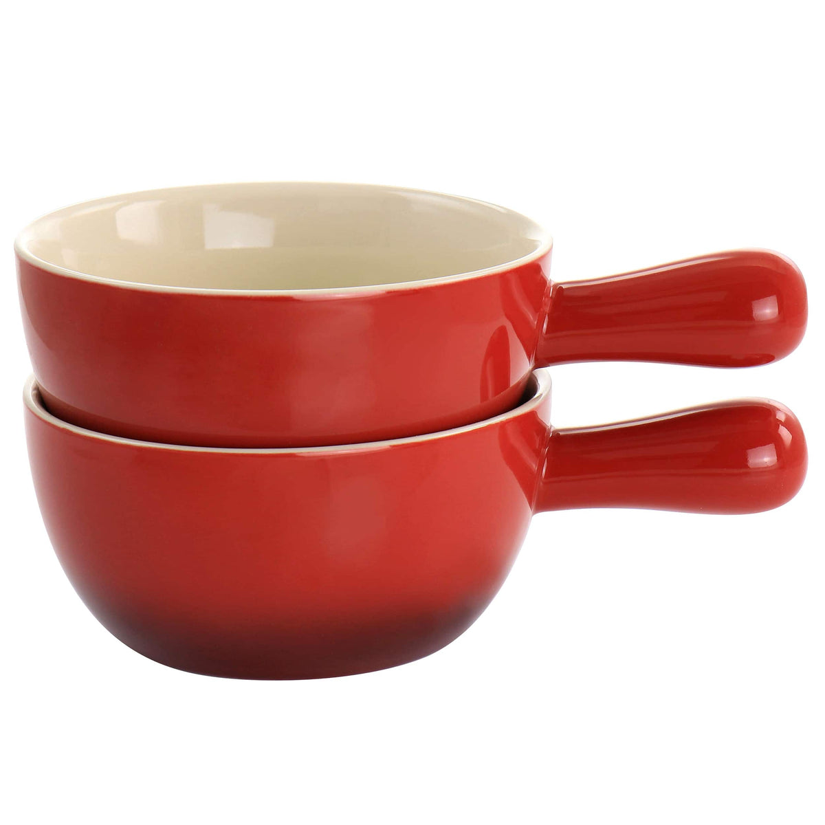 Crockpot - Crock Pot 2 Piece Stoneware 22oz Soup Bowl Set with Long Handle in Gradient - Red