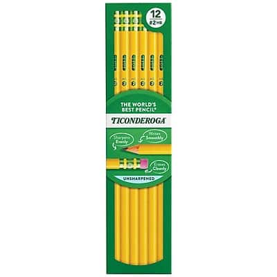 Ticonderoga - The World's Best Pencil Wooden Pencil, 2.2mm, #2 Soft Lead, Dozen - Multicolor