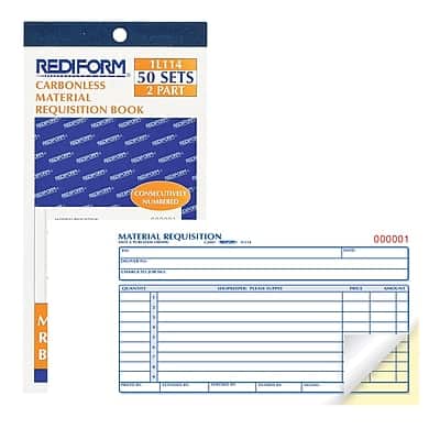 Rediform - 2-Part Carbonless Purchase Requisitions, 4.25"L x 7"W, 50 Sets/Book - White/Yellow