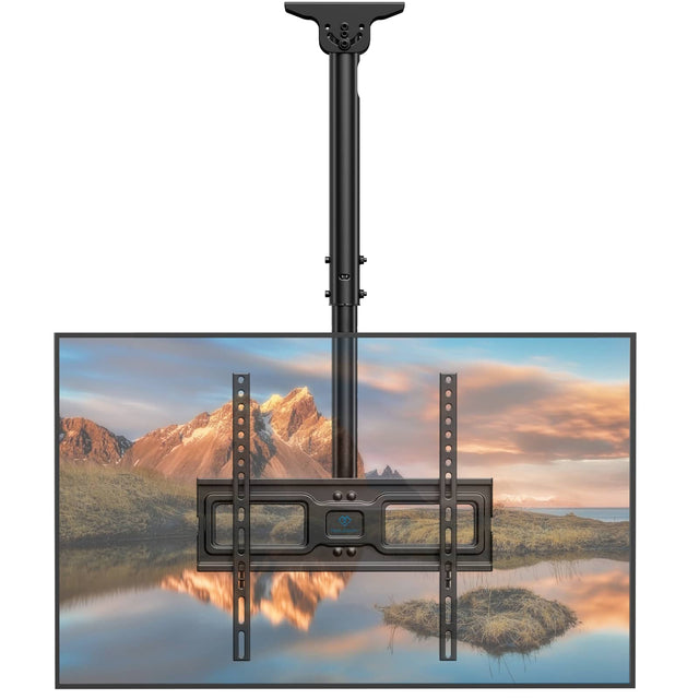 Front. Perlesmith - Full Motion Telescopic Ceiling TV Mount for 32-65 Inch Flat Curved TVs,360° Swivel & Tilt for Flat and Sloped Ceilings - Black.