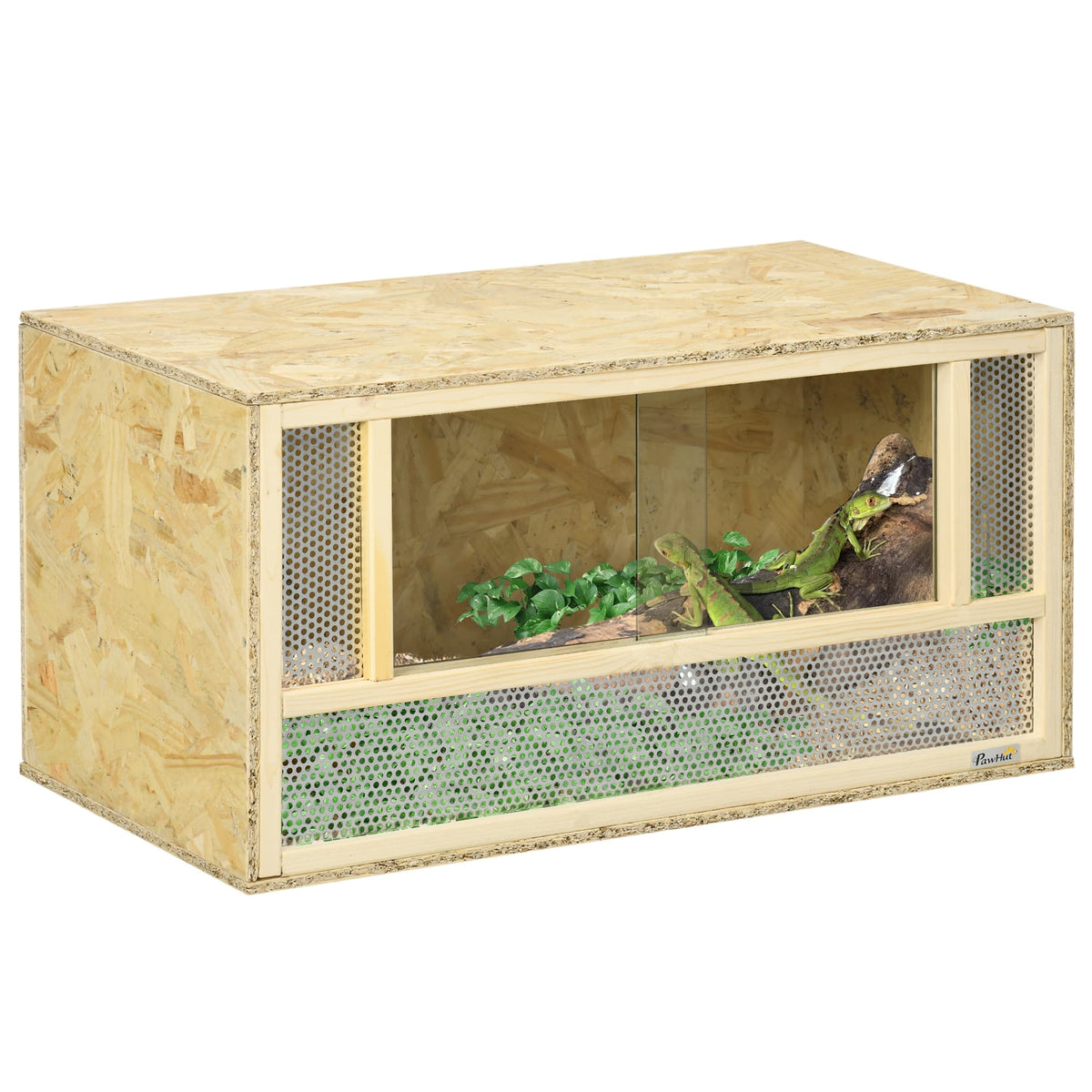 Pawhut - Reptile Terrarium with Sliding Door for Chameleon, Lizard, Snake, Frog, Turtle
