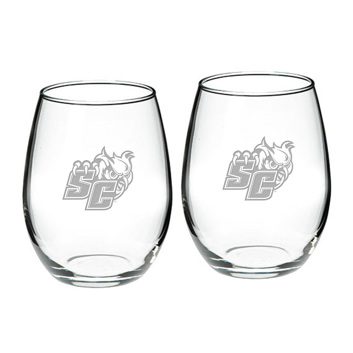 Jardine - Southern Connecticut State Owls 21oz. Two-Piece Stemless Wine Glass Set - Multicolor